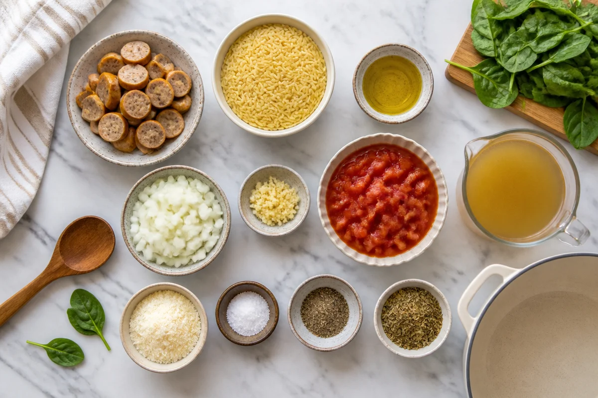 Chicken Sausage Orzo Skillet