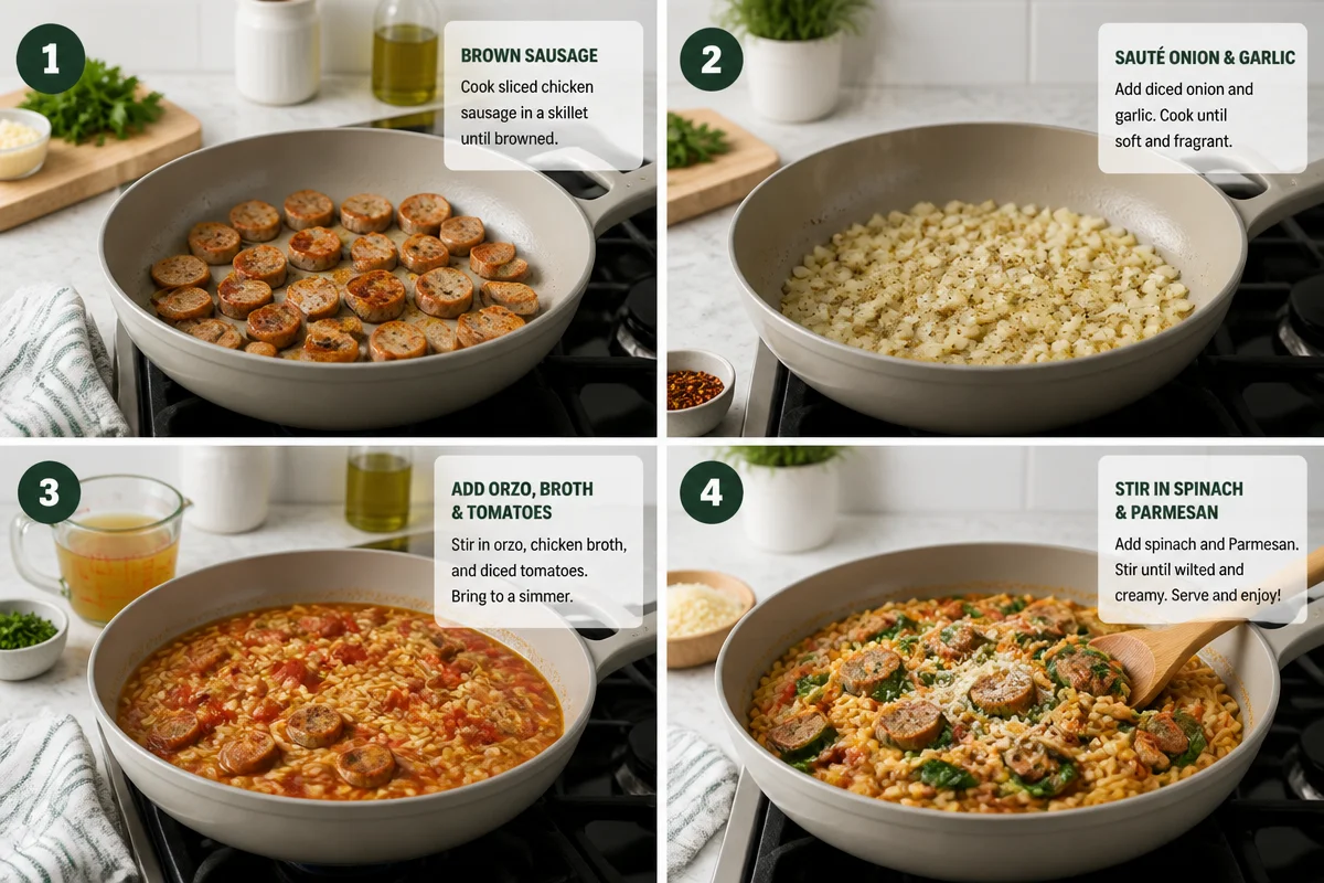 Chicken Sausage Orzo Skillet
