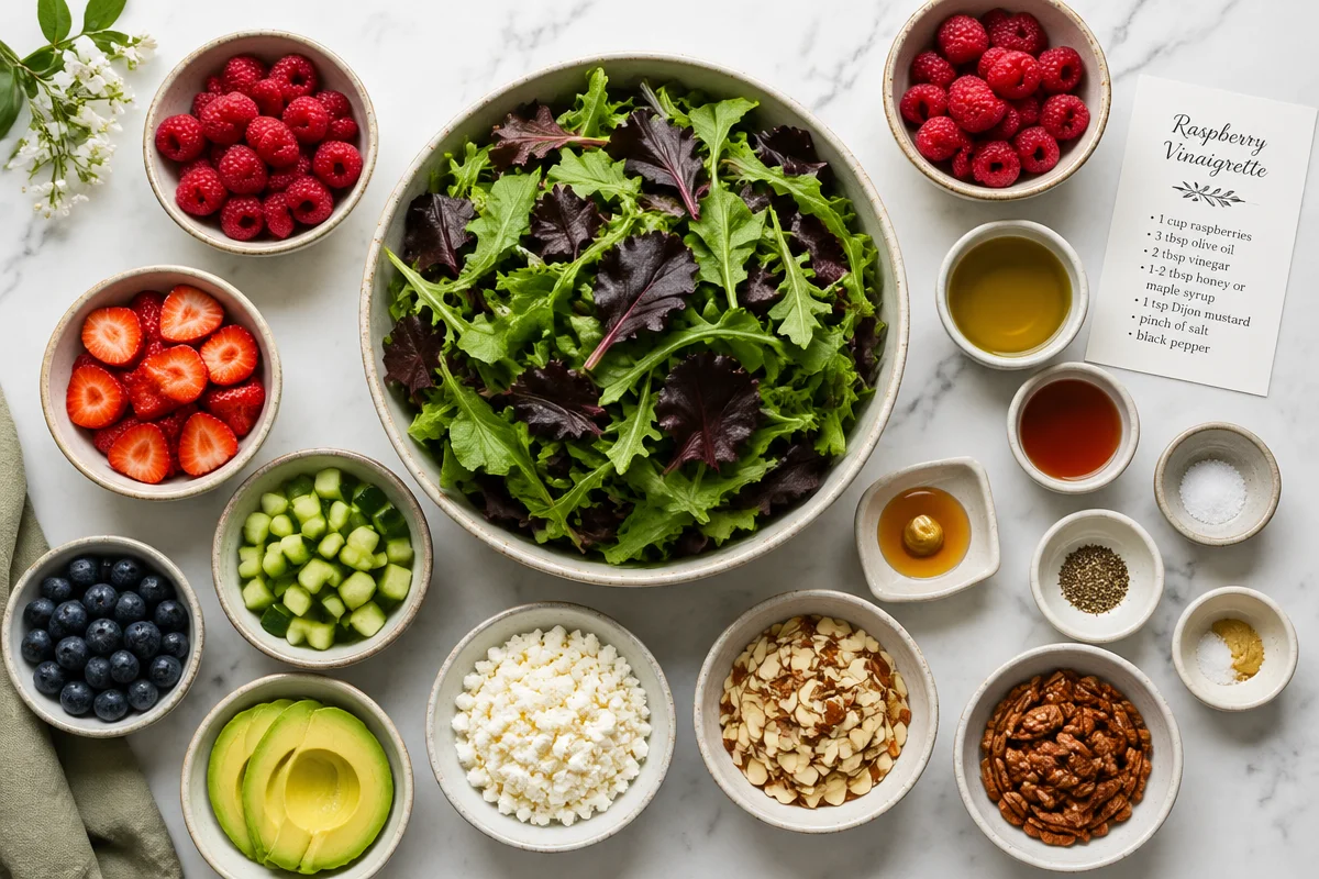 Fresh and Zesty Spring Mix Salad with Raspberry Dressing