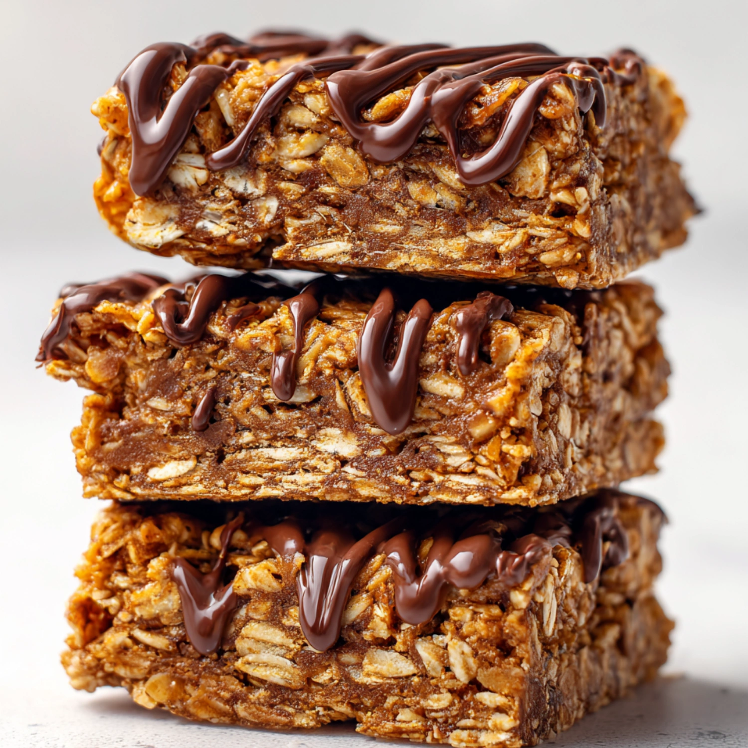 Healthy Chocolate Peanut Butter Oatmeal Bars served on white plate