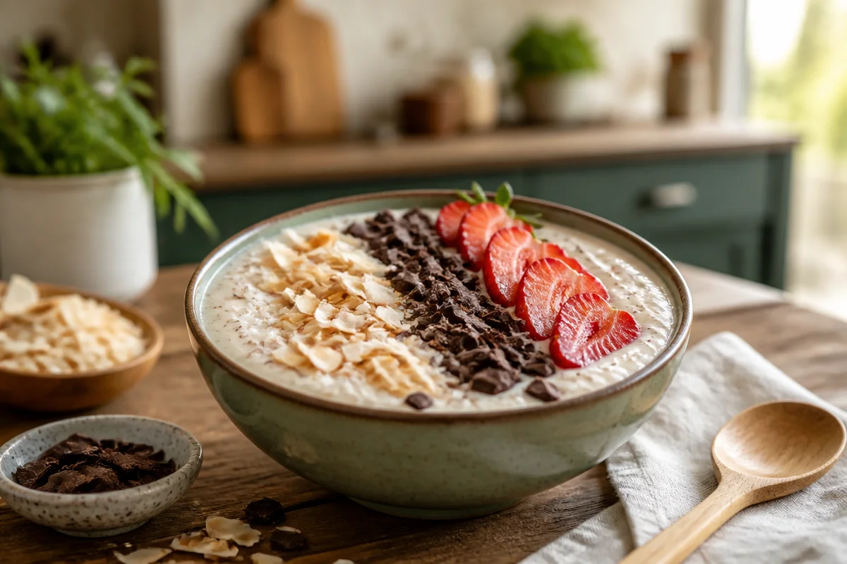 Indulge in a Dark Chocolate and Toasted Coconut Smoothie Bowl Delight
