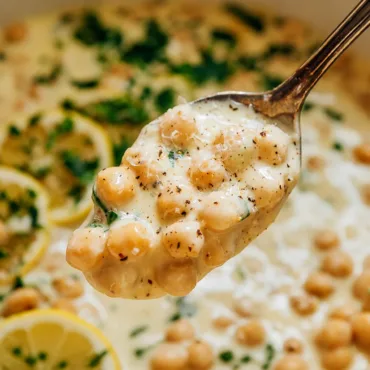 Zesty Chickpea Lemon Skillet with garlic and lemon pepper seasoning in a skillet