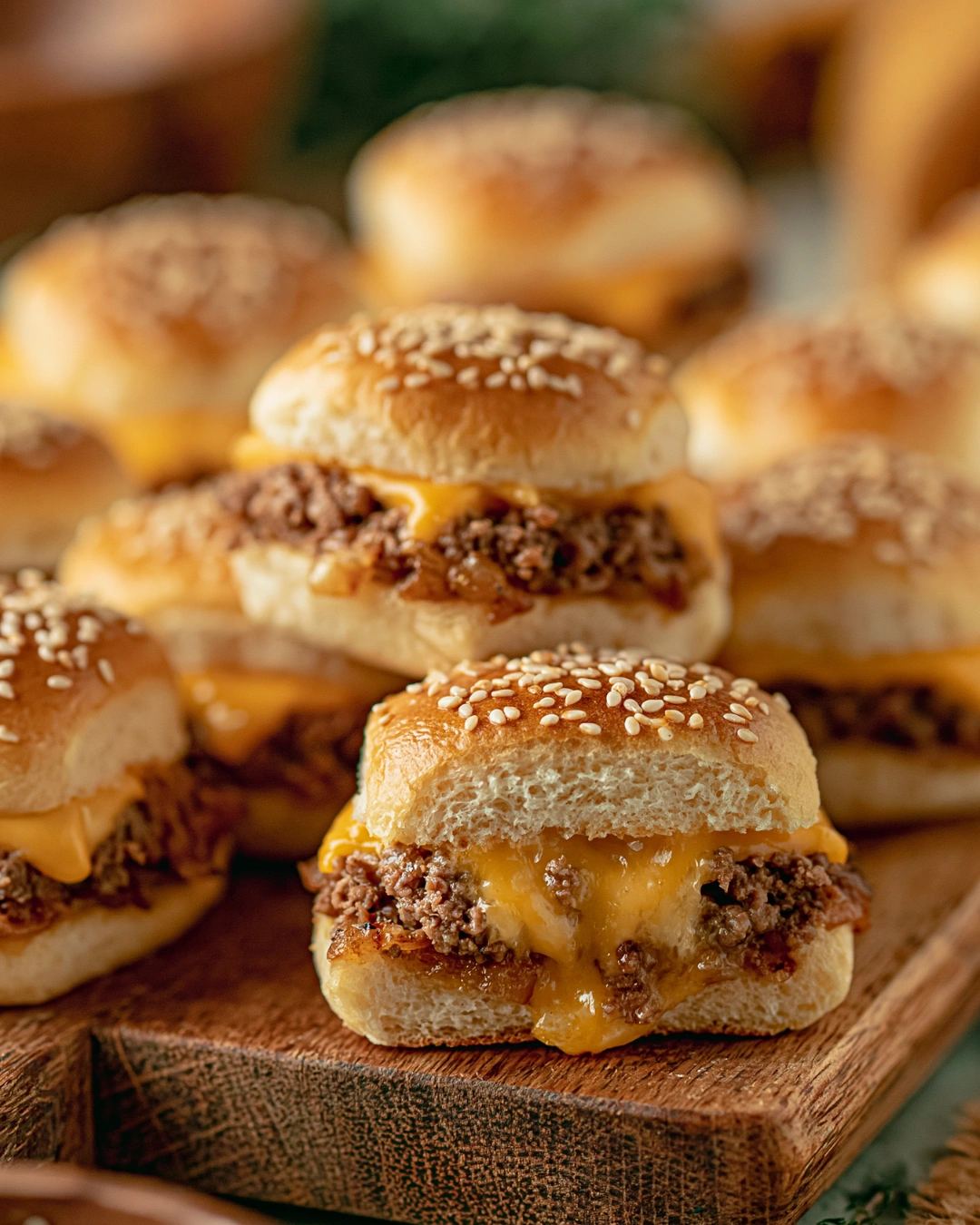 Cheeseburger sliders serving