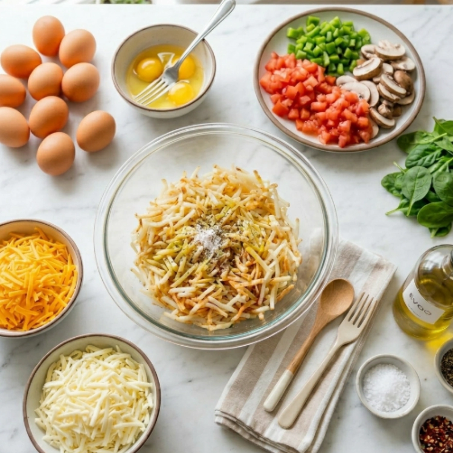 Ingredients for Breakfast Pizza with Hash Brown Crust recipe