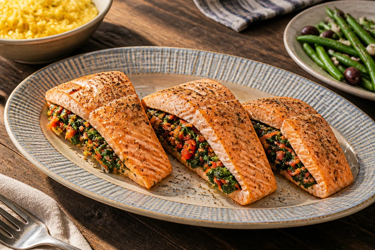 Delicious Baked Stuffed Salmon with Spinach & Feta in 30 Minutes