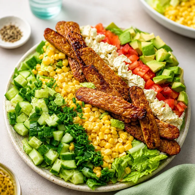 Delicious and addictive Cobb Salad with fresh ingredients and blue cheese dressing.