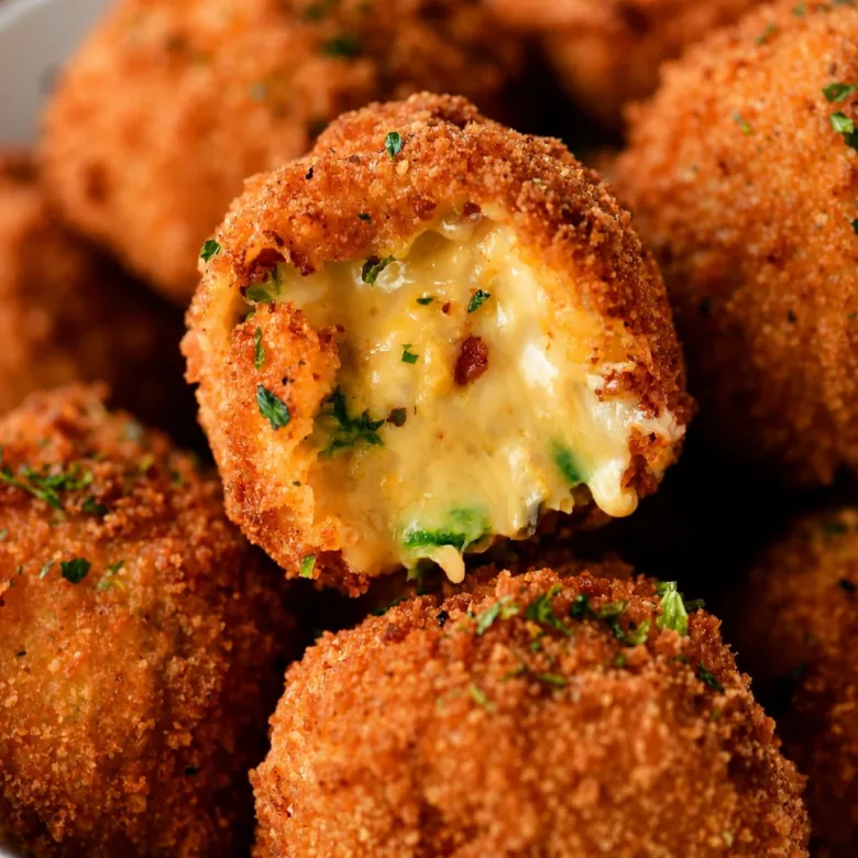 Deliciously crispy Fried Jalapeño Popper Bites filled with cheese and bacon.