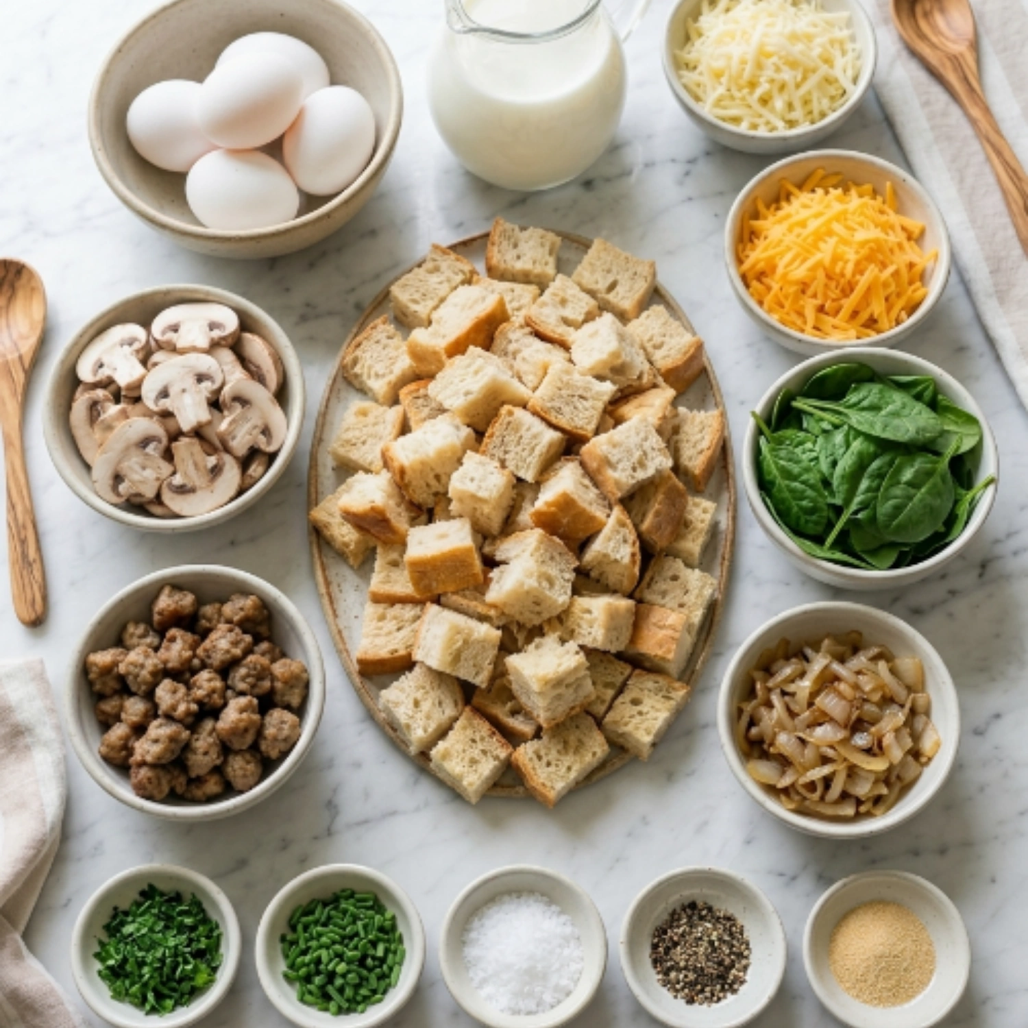 Ingredients for Savory French Toast Casserole recipe