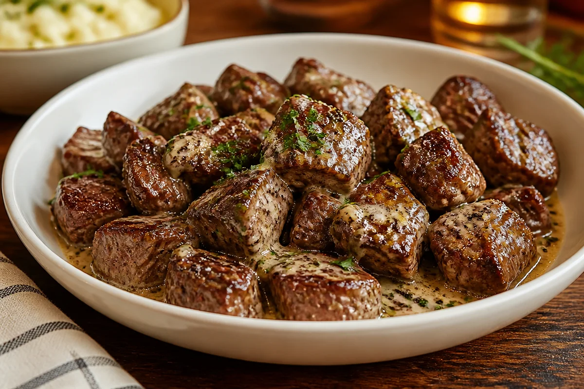Garlic Butter Steak Bites in Creamy Parmesan Sauce