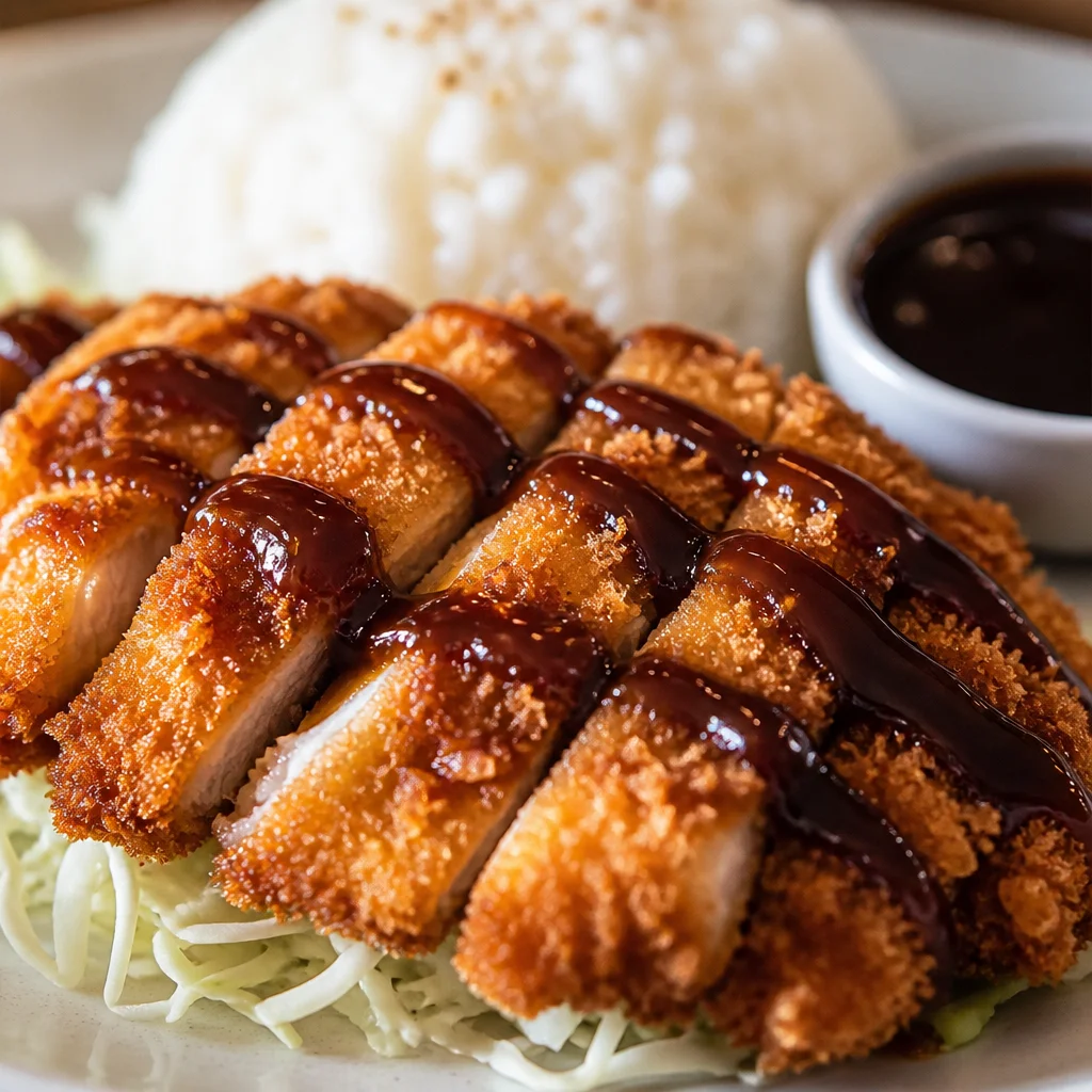 Crispy Hawaiian Chicken Katsu served with rice and mac salad
