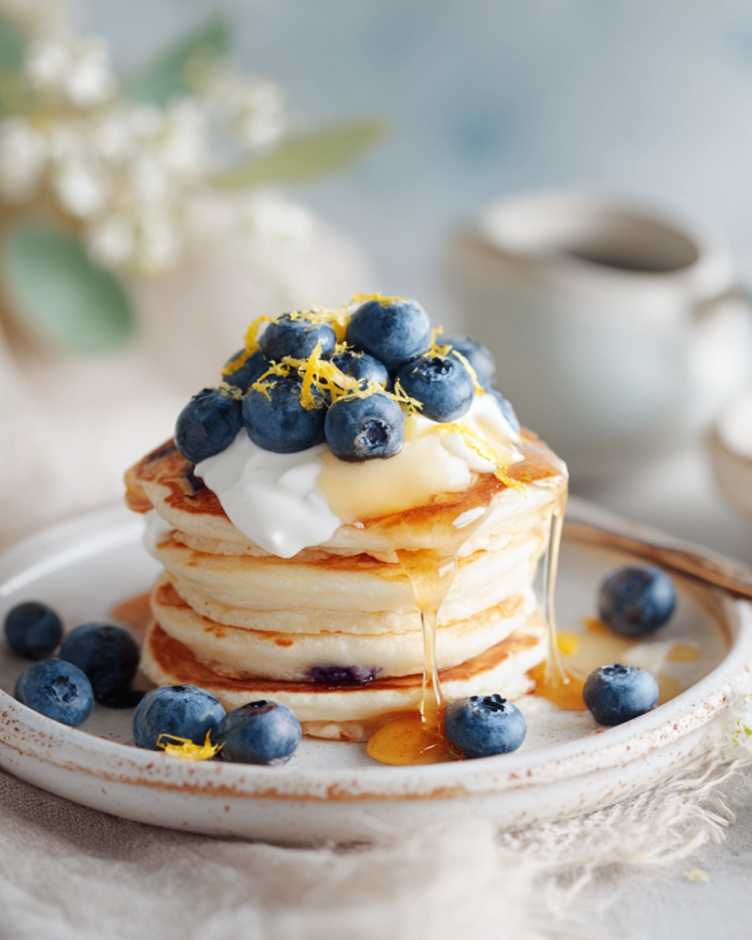 Serving Lemon Blueberry Cottage Cheese Pancake Bites