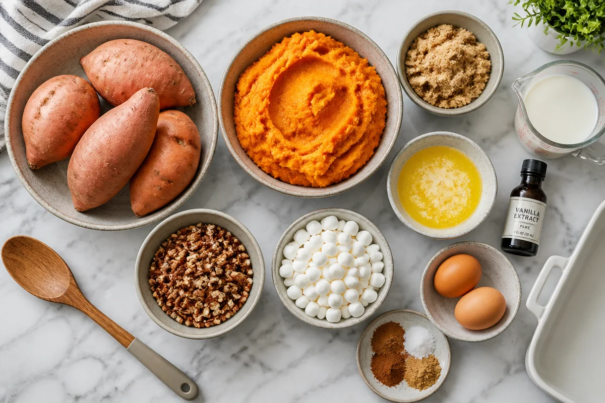 Sweet Potato Casserole with Butter Pecan Crumble Topping