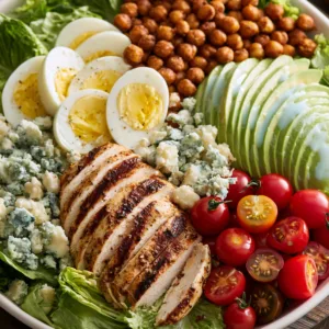 The Most Addictive Cobb Salad with chicken, avocado, eggs, and roasted chickpeas
