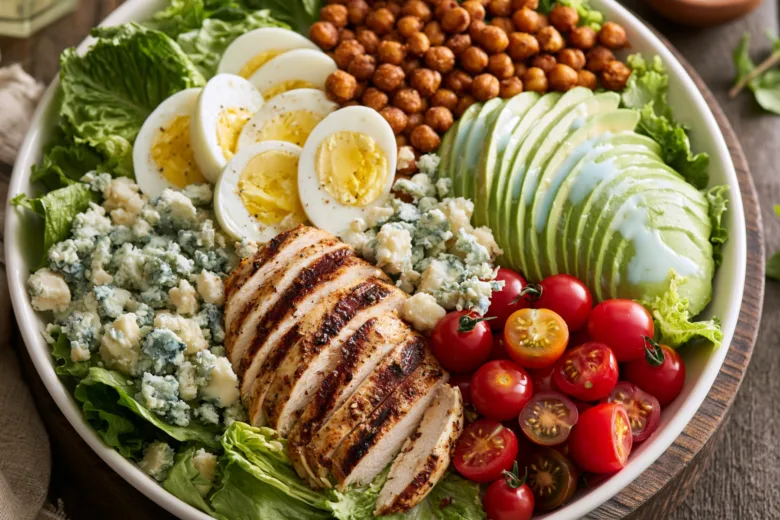 The Most Addictive Cobb Salad with chicken, avocado, eggs, and roasted chickpeas