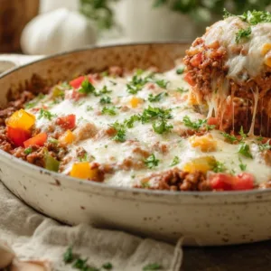 High Protein Unstuffed Peppers loaded with flavor and healthy ingredients in a bowl.