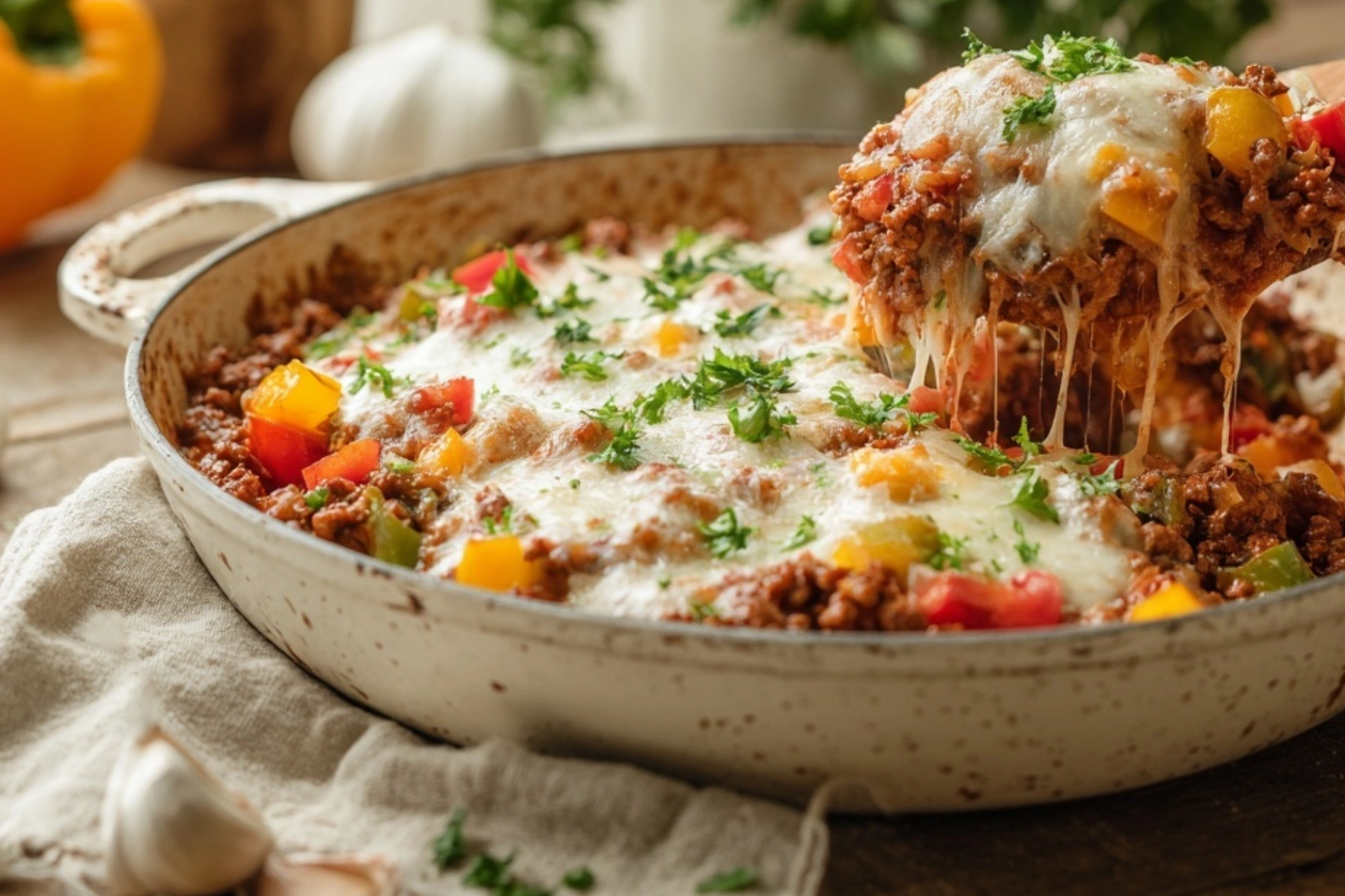 High Protein Unstuffed Peppers loaded with flavor and healthy ingredients in a bowl.