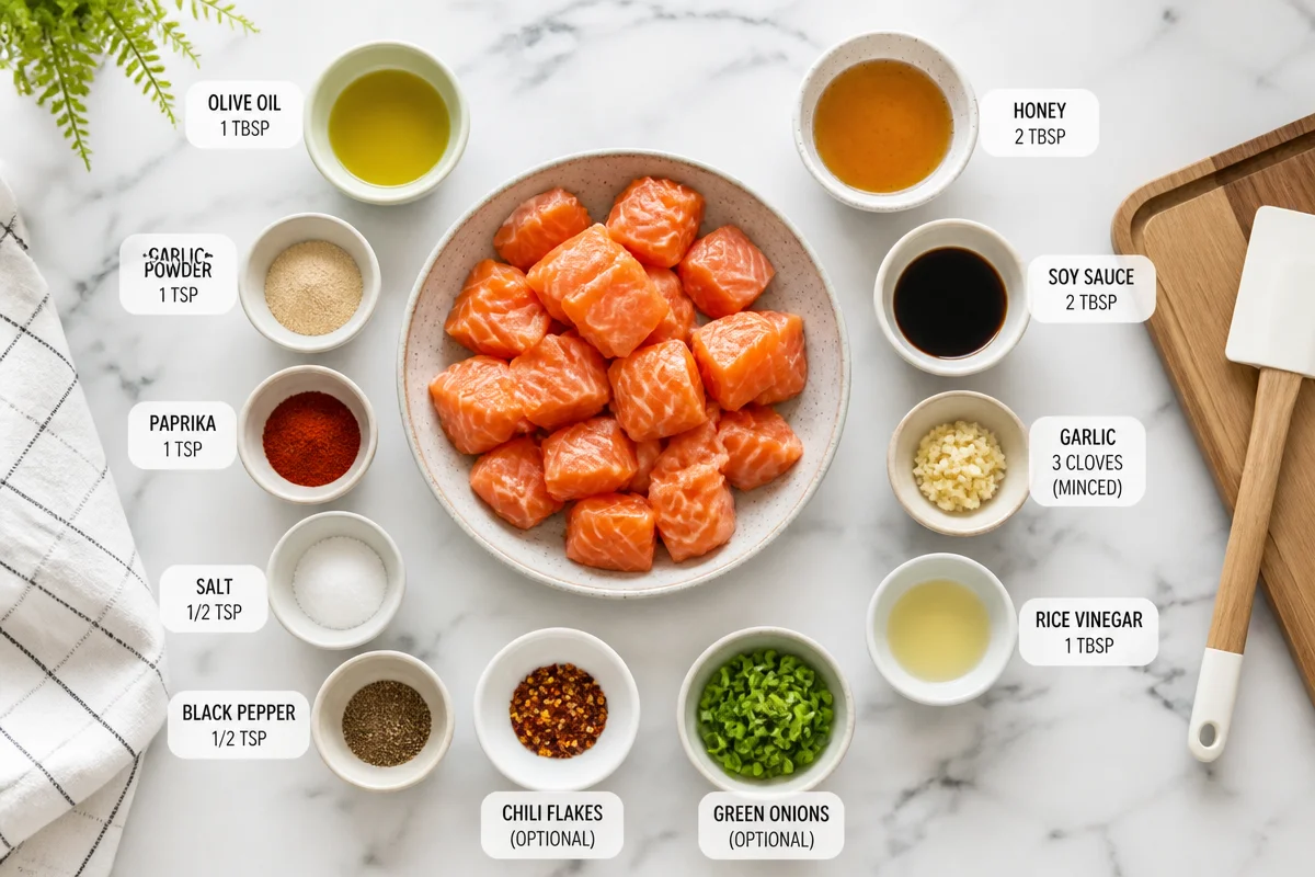 Crispy Air Fryer Honey Garlic Salmon Bites
