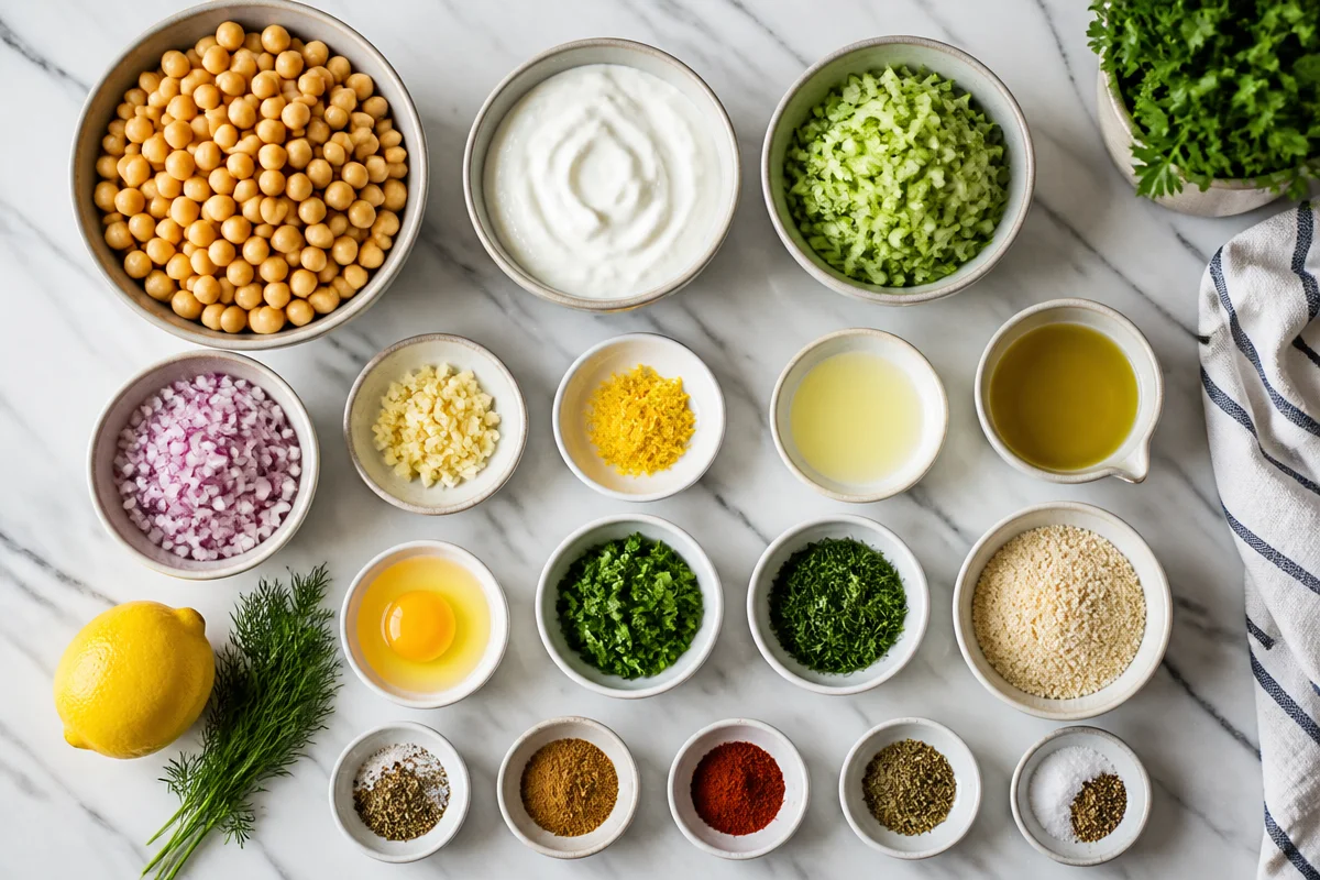 Crispy Mediterranean Chickpea Patties with Lemon Yogurt Sauce