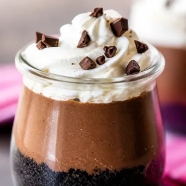 Easy no bake chocolate cheesecake cups with a creamy filling and chocolate crust.
