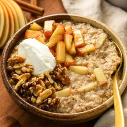 Apple Cinnamon Yogurt Crunch Bowl with warm spiced apples and creamy yogurt
