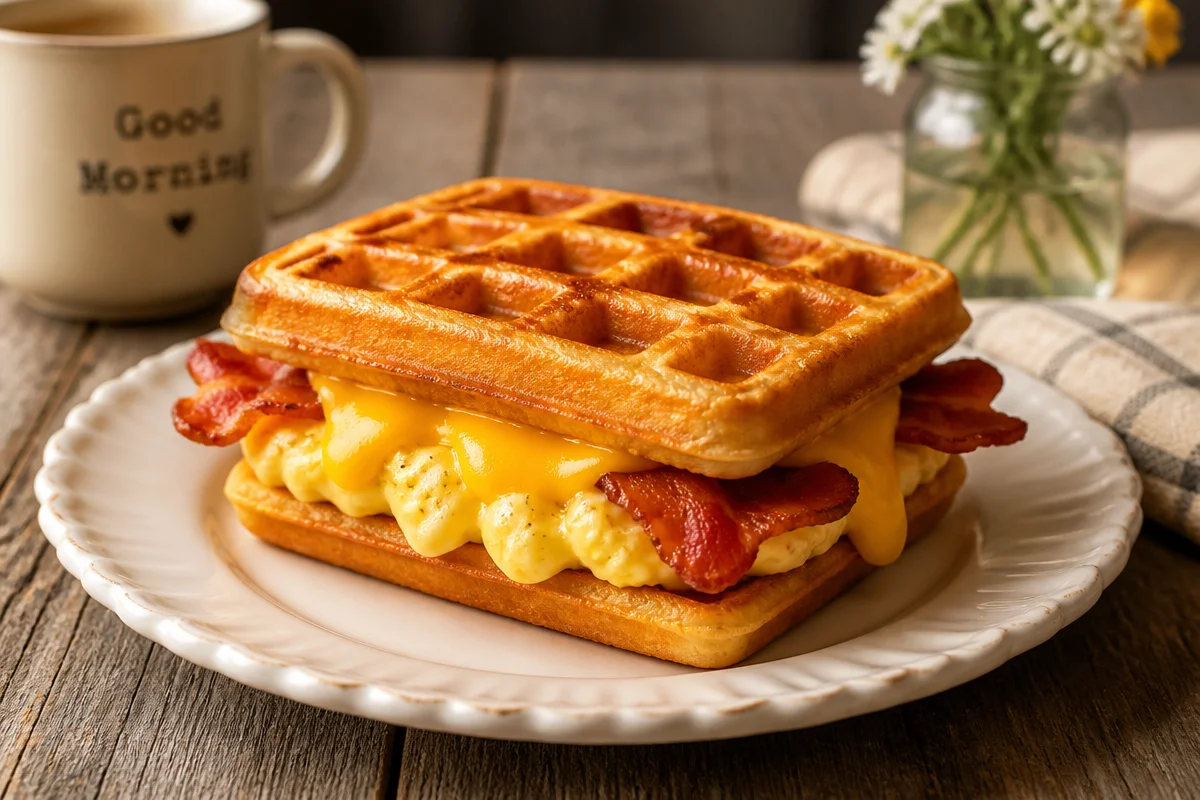 Easy Frozen Waffle Sweet Breakfast Sandwich