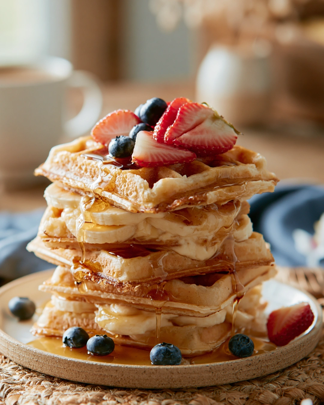 Easy Frozen Waffle Sweet Breakfast Sandwich served for breakfast