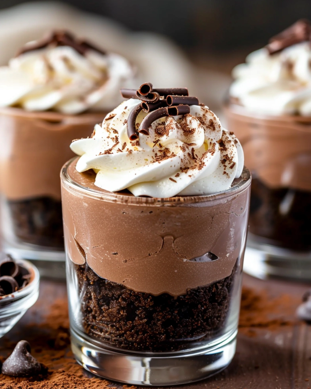 Serving Easy No Bake Chocolate Cheesecake Cups