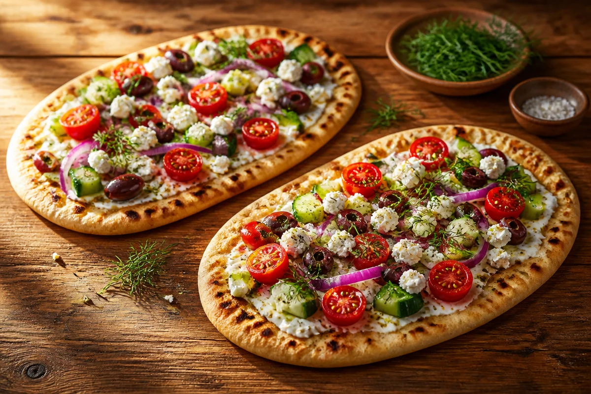 Greek Salad Cottage Cheese Flatbread
