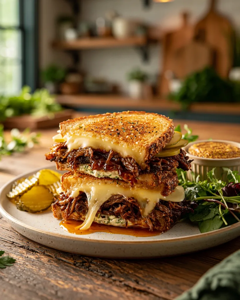 Delicious Maple Smoked Beef Toast served with BBQ sauce.