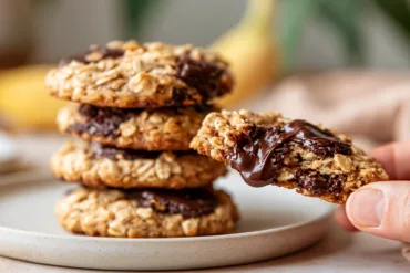 Peanut Butter Banana Breakfast Cookies with rolled oats and ripe banana