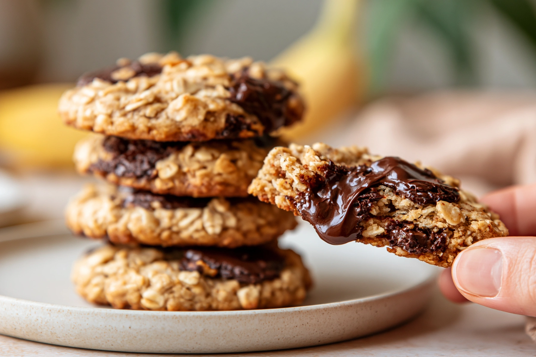 Peanut Butter Banana Breakfast Cookies with rolled oats and ripe banana