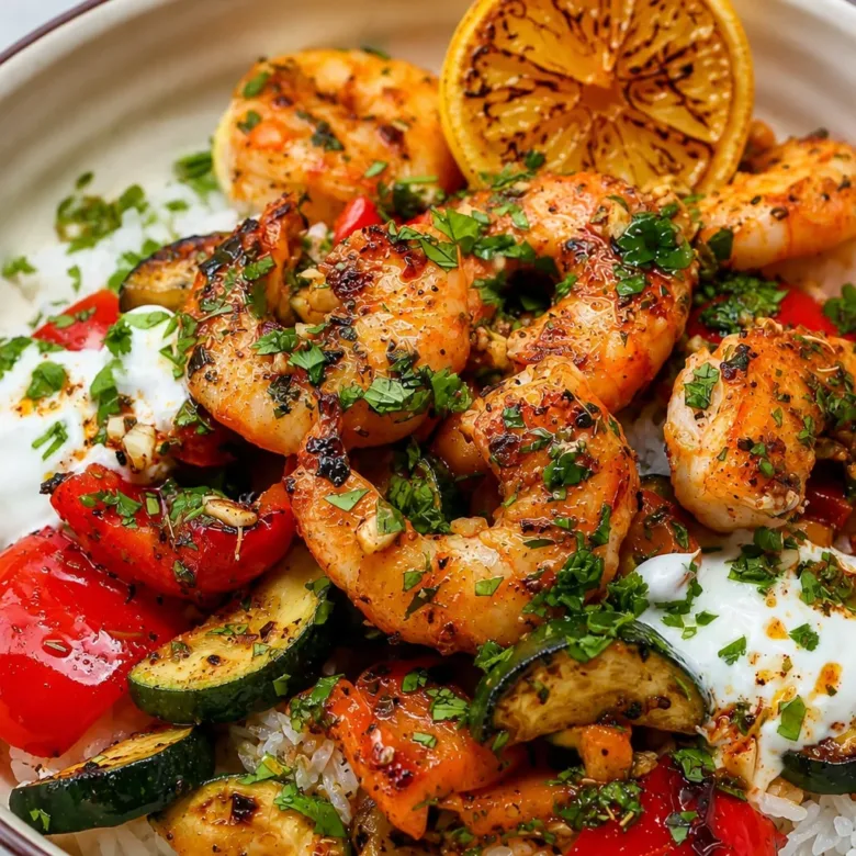 Quick and Tasty Greek Shrimp Mediterranean Bowl for Busy Nights 7 Greek Shrimp Mediterranean Bowl with quinoa, fresh vegetables, and dressing