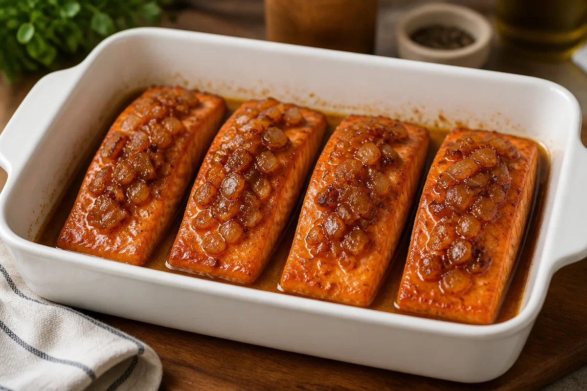 Quick Maple Pecan Glazed Salmon