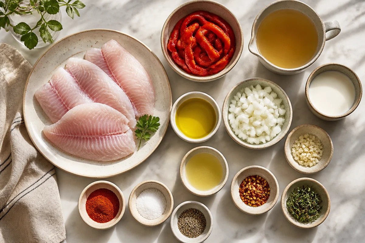 Savor Quick Tilapia in Roasted Pepper Sauce for Dinner Delight