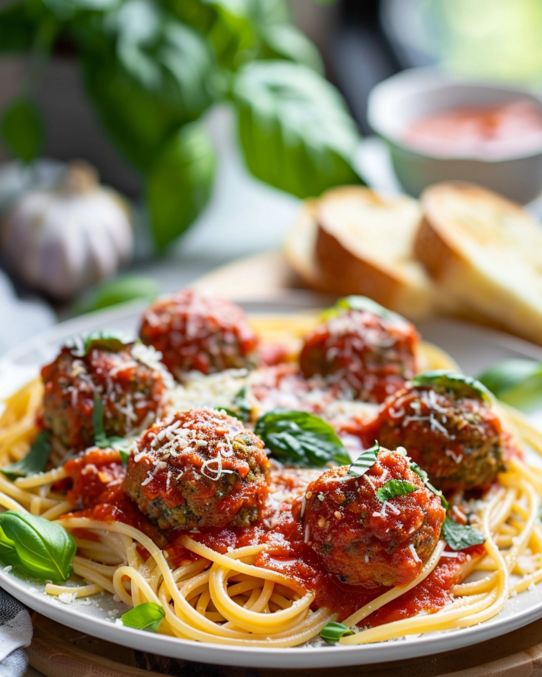 Veggie Meatballs Vegetarian Style served with pasta