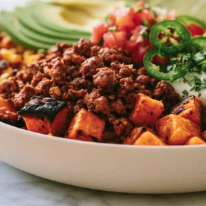 Sweet Potato Taco Bowl With Savory Ground Beef
