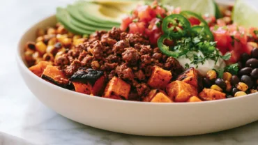 Sweet Potato Taco Bowl With Savory Ground Beef