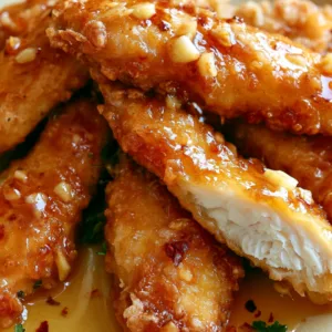 Air Fryer Honey Butter Garlic Chicken Tenders with sticky garlic glaze