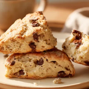 Chocolate Chip Coffee Scones with espresso and melted chocolate chips