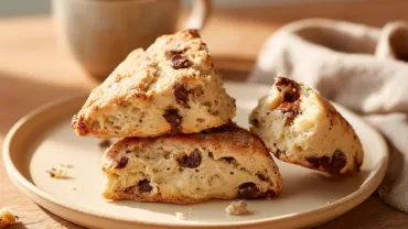 Chocolate Chip Coffee Scones with espresso and melted chocolate chips