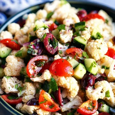 Easy Mediterranean Marinated Cauliflower Salad with fresh herbs and zesty dressing.