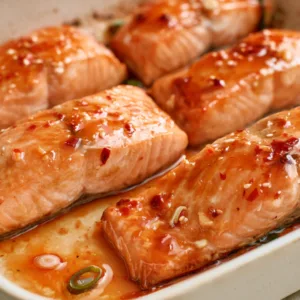 Easy Sweet Chilli Salmon with sticky Thai sweet chili glaze and lime