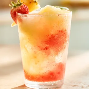 Easy Swirled Pineapple Strawberry Slushie recipe