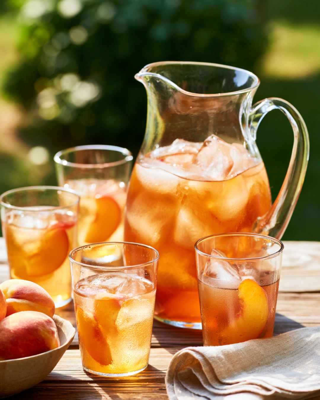 Southern Peach Tea served over ice on a summer afternoon
