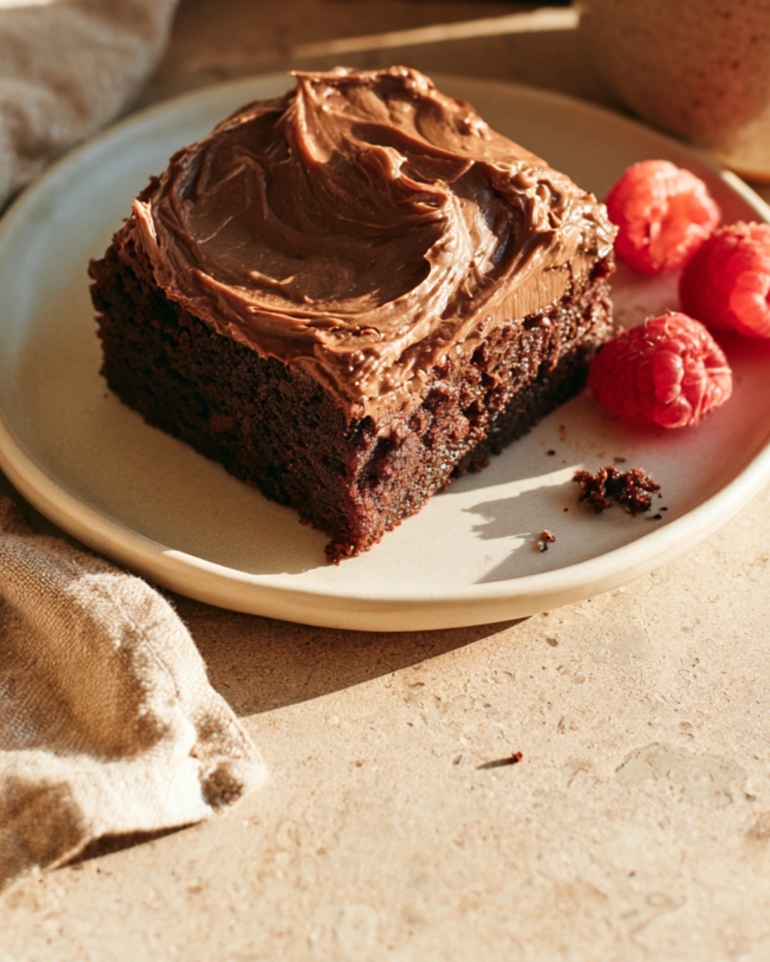 Coffee Brownies with Silky Mocha Frosting served with coffee