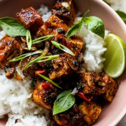Delicious Black Pepper Tofu Stir Fry with vibrant vegetables and savory sauce.