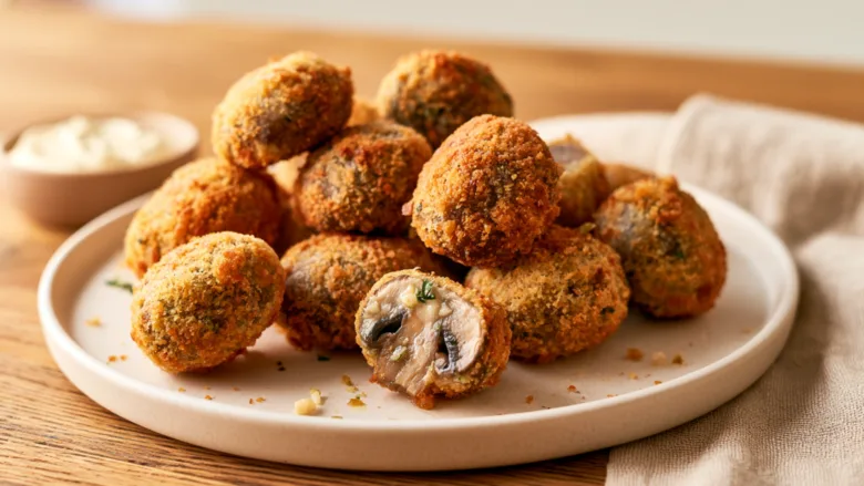 Fried Garlic Mushrooms with crispy golden breading