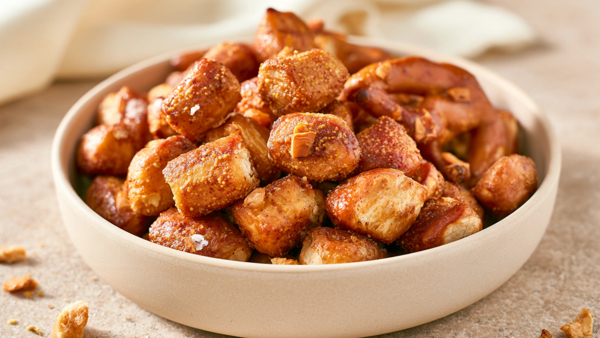 Honey Mustard & Onion Pretzels Bites in a snack bo