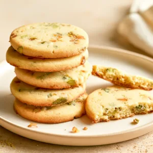 Pistachio Shortbread Cookies with roasted pistachios