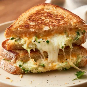 Zucchini Grilled Cheese with crispy bread and melted cheese
